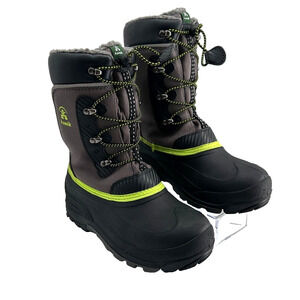 Kamik Insulated Waterproof Winter Snow Boots Black Gray Neon Boys Size 6